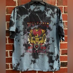 Wu-Tang Clan Tiger Style L/XL Blue/Black Tie-Dye Graphic Short Sleeve T-Shirt F4